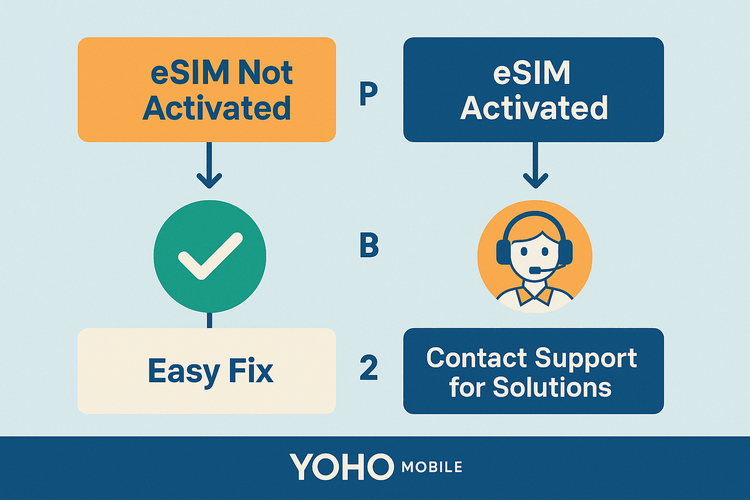 Infographic explaining options for a wrongly purchased eSIM based on activation status.