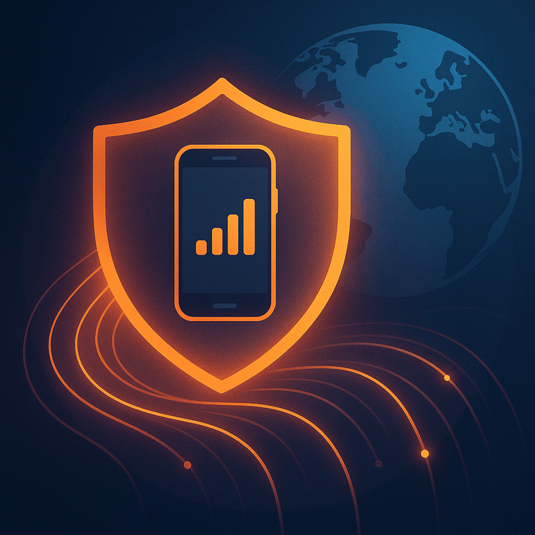 A shield icon representing Yoho Care protecting a user's global connectivity.