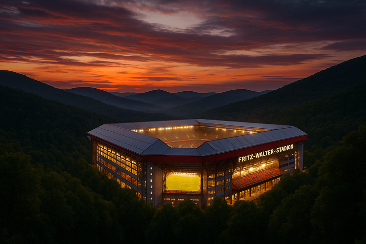 Scenic view of the Fritz-Walter-Stadion in Kaiserslautern, a key destination for Bundesliga fans traveling with Yoho Mobile eSIM.