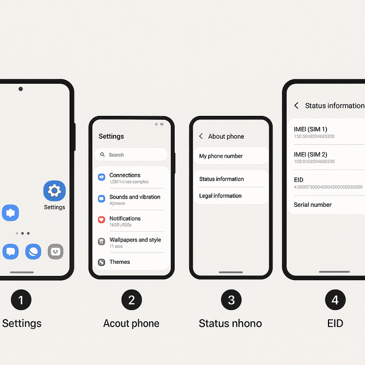 How to locate the EID number on an Android device through the settings menu.
