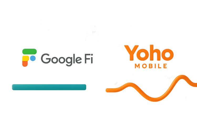 A comparison concept image showing the difference between Yoho Mobile's flexible plans and Google Fi's rigid subscription model.