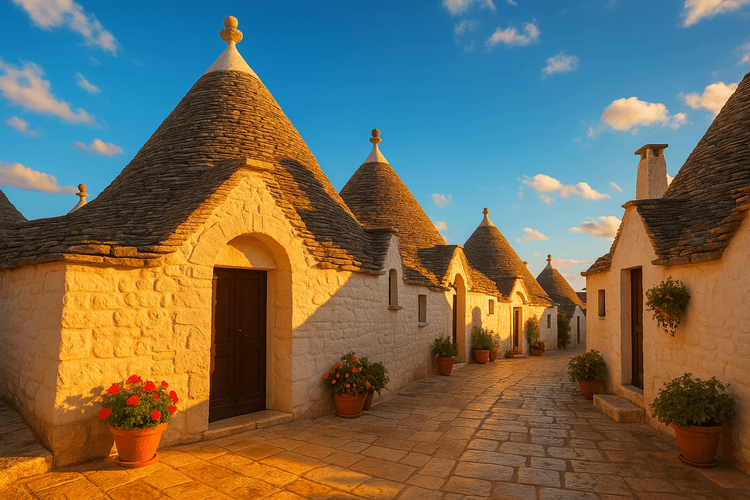 The iconic trulli houses of Alberobello in Puglia, a stunning alternative to the Amalfi Coast in Southern Italy.