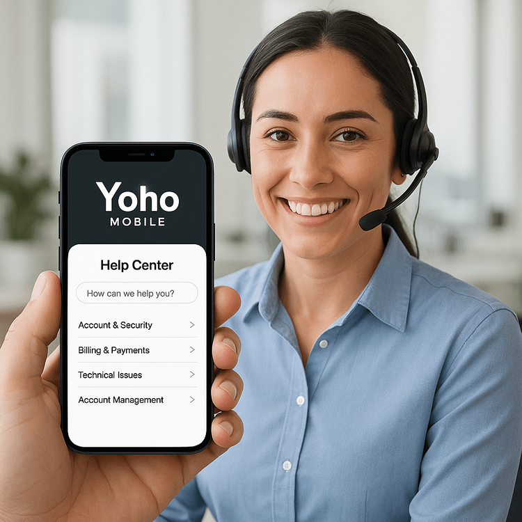 A Yoho Mobile customer support agent ready to assist a user with their eSIM issues.