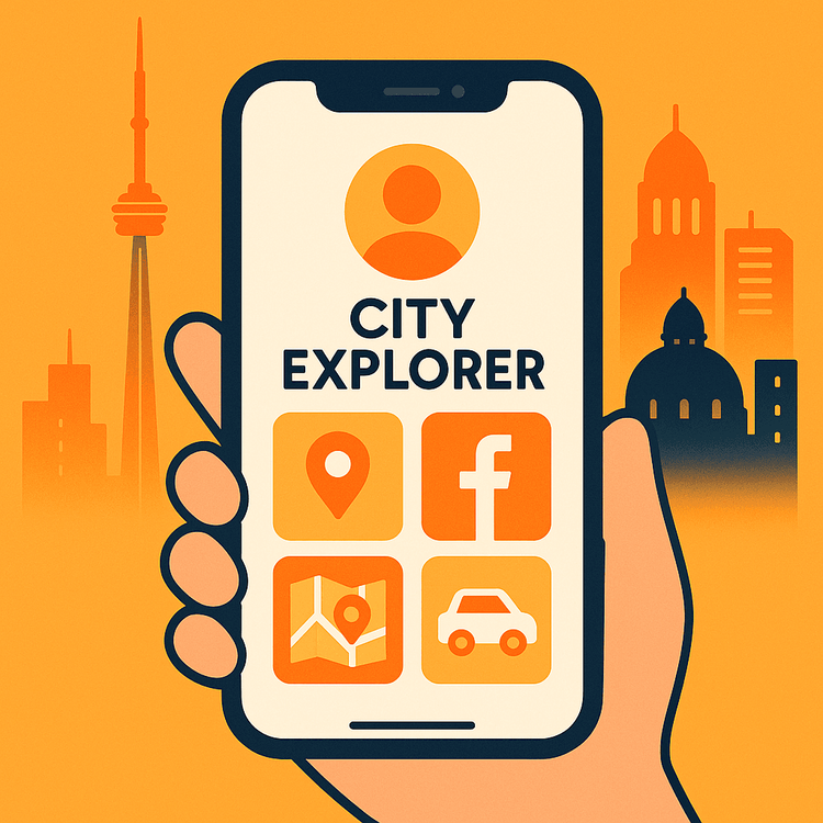 Illustration of a smartphone with a Yoho Mobile plan for a city explorer in Canada.