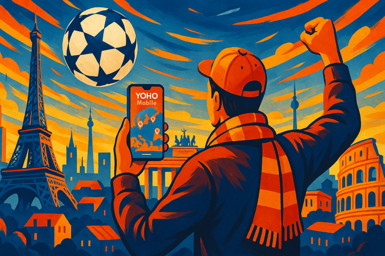 A fan's guide to Champions League travel in Europe with Yoho Mobile eSIM.