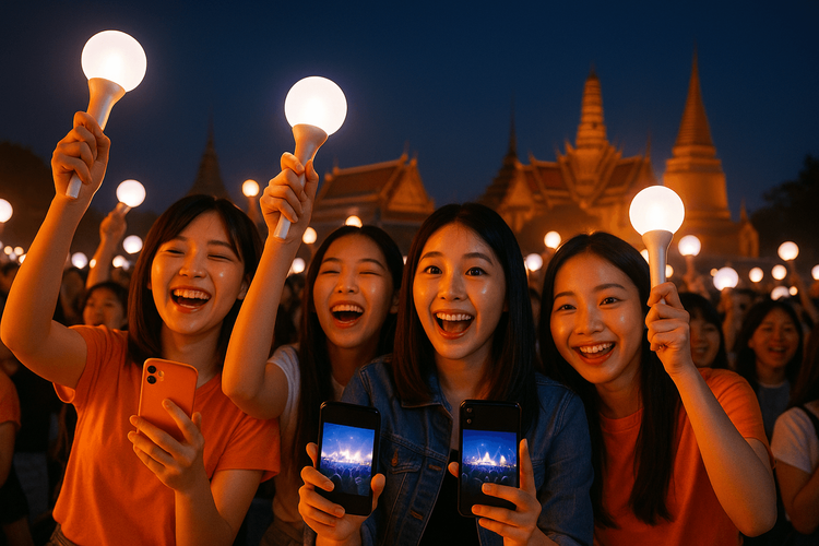 Fans using Yoho Mobile eSIM on their phones to share moments at the Blackpink concert in Bangkok.