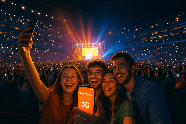 Fans enjoying a concert in Abu Dhabi with reliable connectivity from Yoho Mobile eSIM.