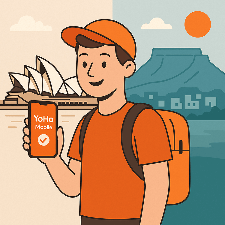 A traveler using a Yoho Mobile eSIM for both Australia and South Africa on their cricket tour.
