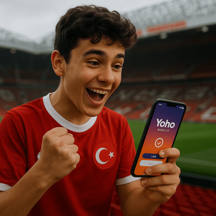 Turkish fan excited to visit Old Trafford, using a Yoho Mobile eSIM on their phone.