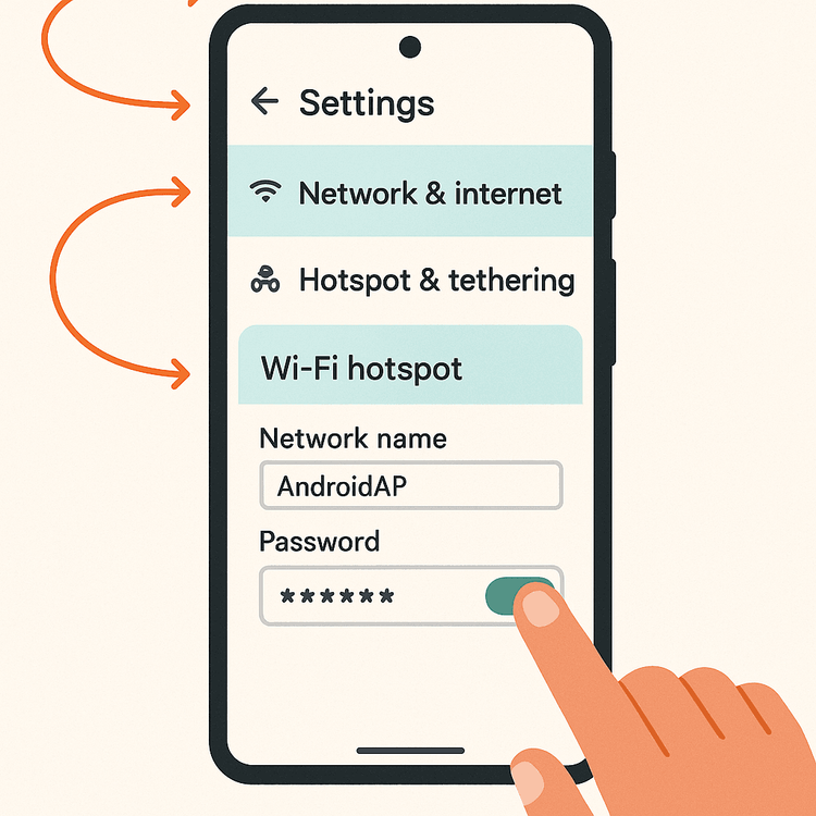 A clear illustration demonstrating how to enable the Wi-Fi hotspot on an Android device.