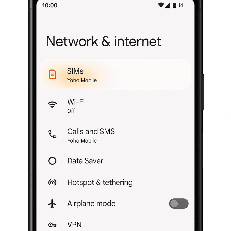 Navigating to the eSIM settings menu on a Sony Xperia Android phone.