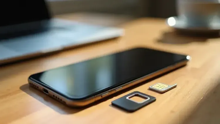 How to transfer phone number to new phone with SIM card and ejector tool on a wooden table