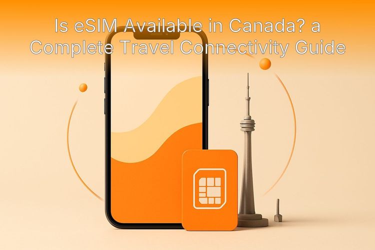 Traveler holding a smartphone with an eSIM QR code at an airport terminal.