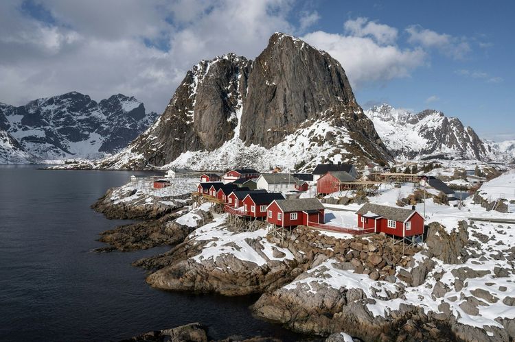 Traditional rorbuers in the Lofoten Islands