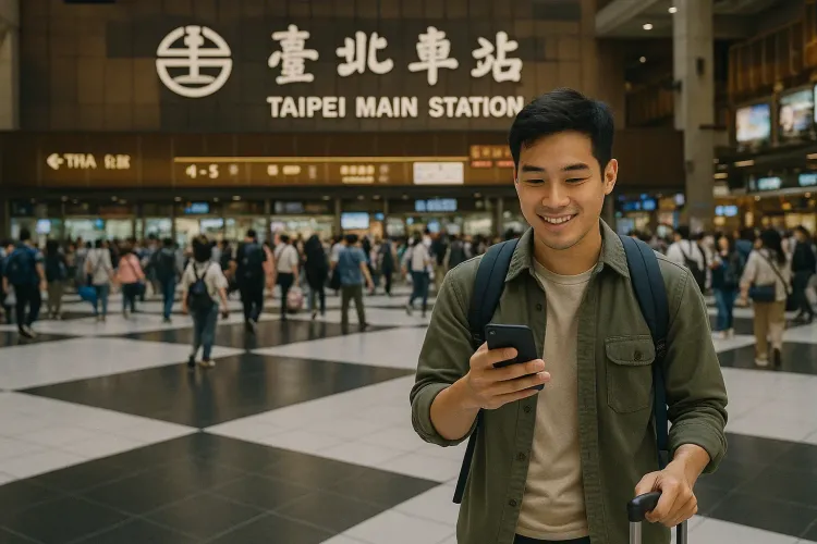 Traveler in Taipei Station