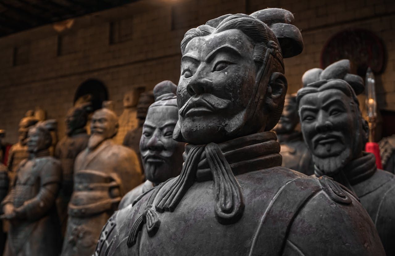 They also created the famous Terracotta Army, thousands of clay soldiers buried with the emperor to guard him in the afterlife.