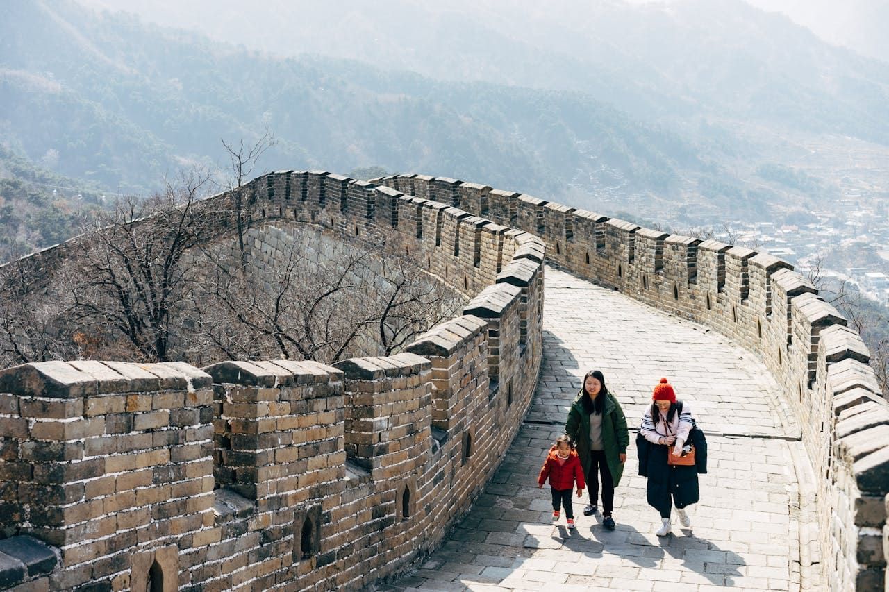 People Walking on Great Wall of China 