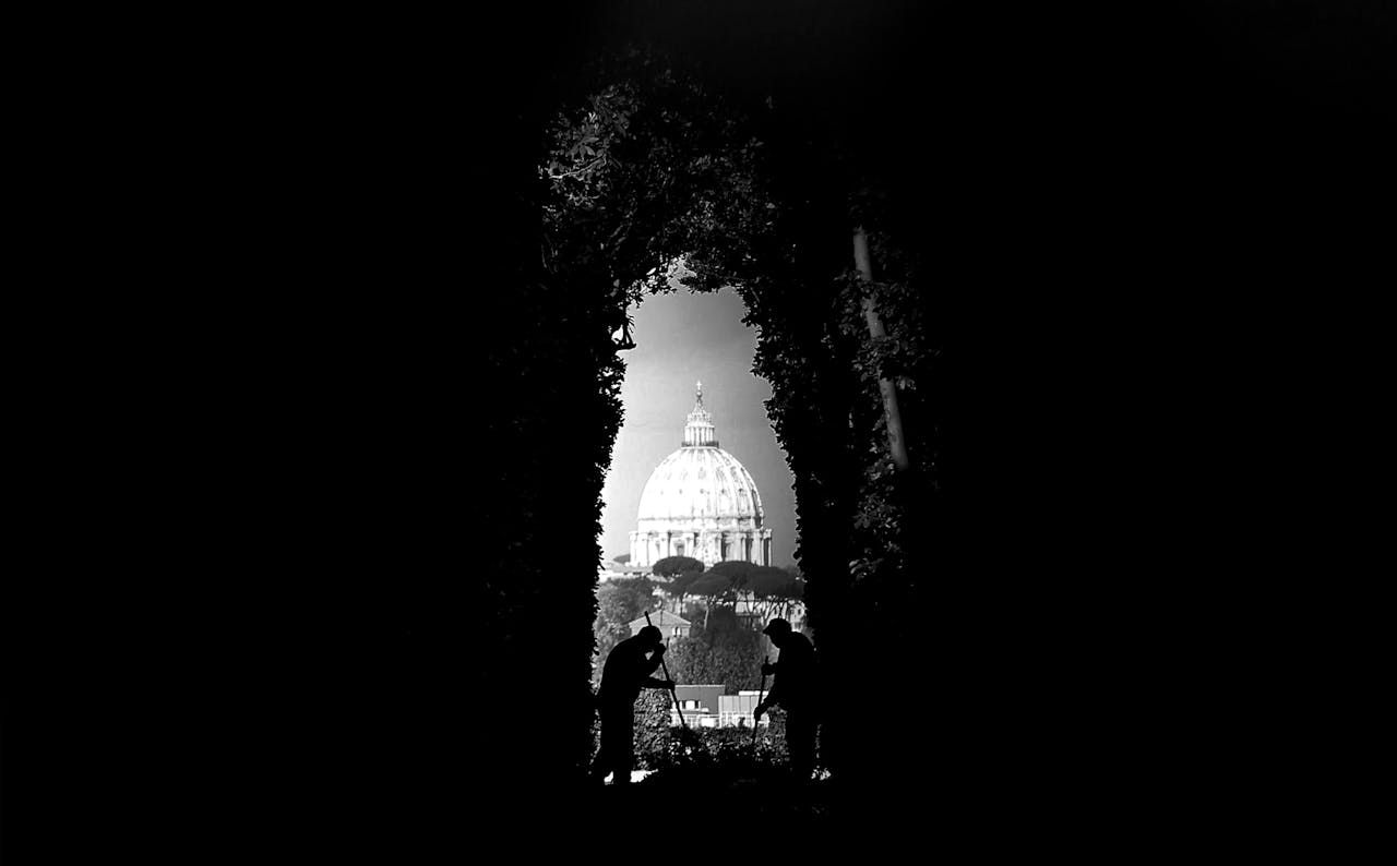 View of St. Peters Basilica from Keyhole on Aventine Hill